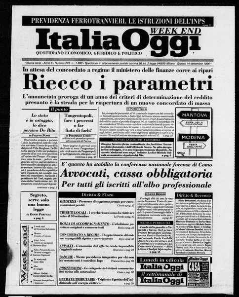 Italia oggi : quotidiano di economia finanza e politica